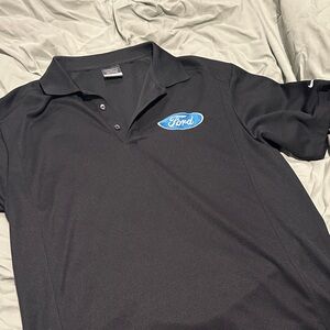 Nike Men's Polo Shirt in Black with ford blue oval Logo
